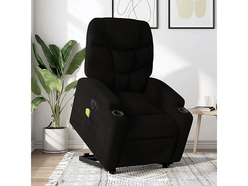 Fauteuil inclinable massant électrique Noir Tissu
