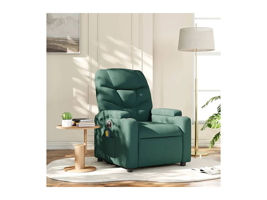 Fauteuil massant inclinable Vert foncé Tissu