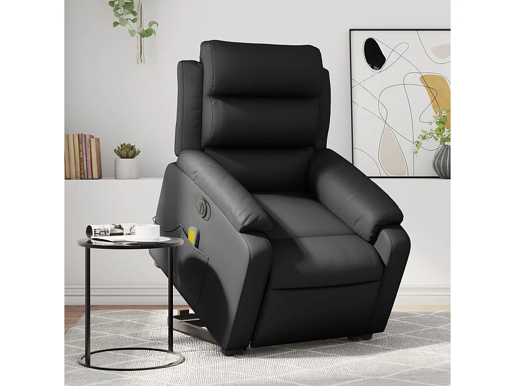 Fauteuil inclinable massant électrique noir similicuir