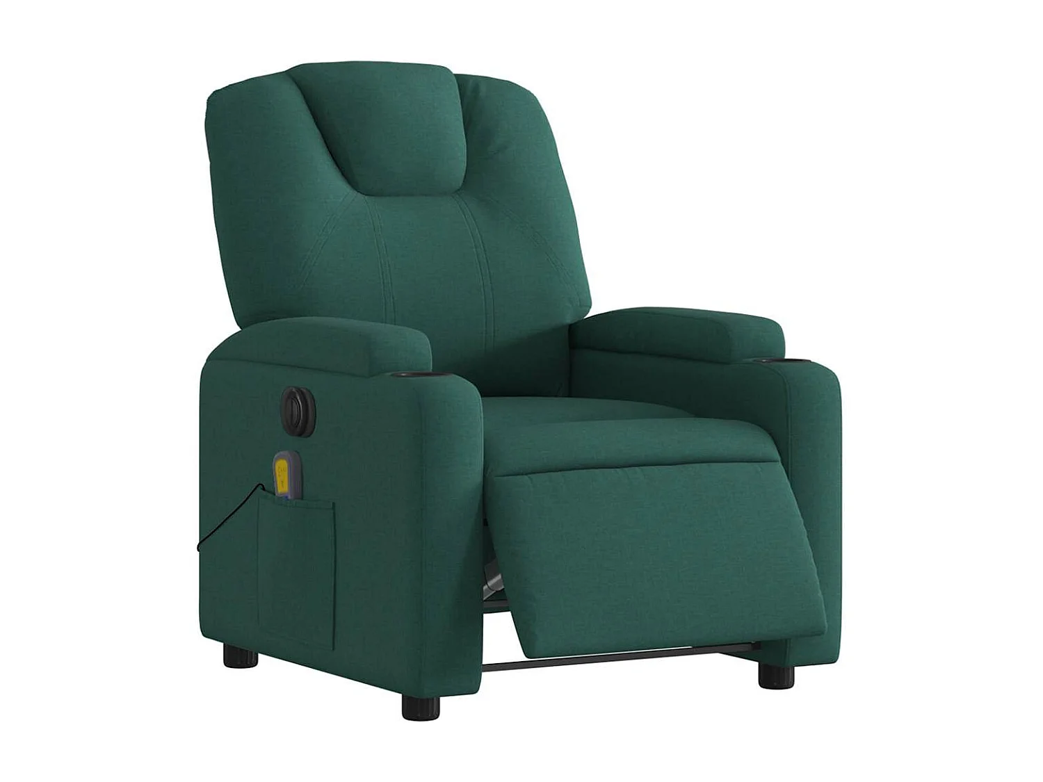 Fauteuil massant inclinable électrique Vert foncé Tissu