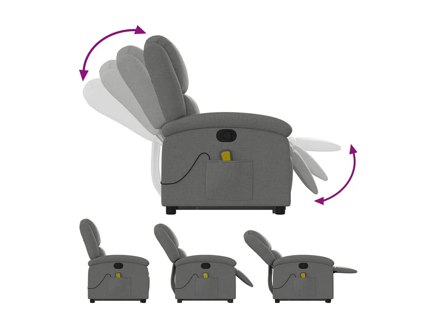 Fauteuil massant inclinable Gris foncé Tissu