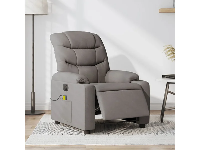 Fauteuil massant inclinable électrique Taupe Tissu