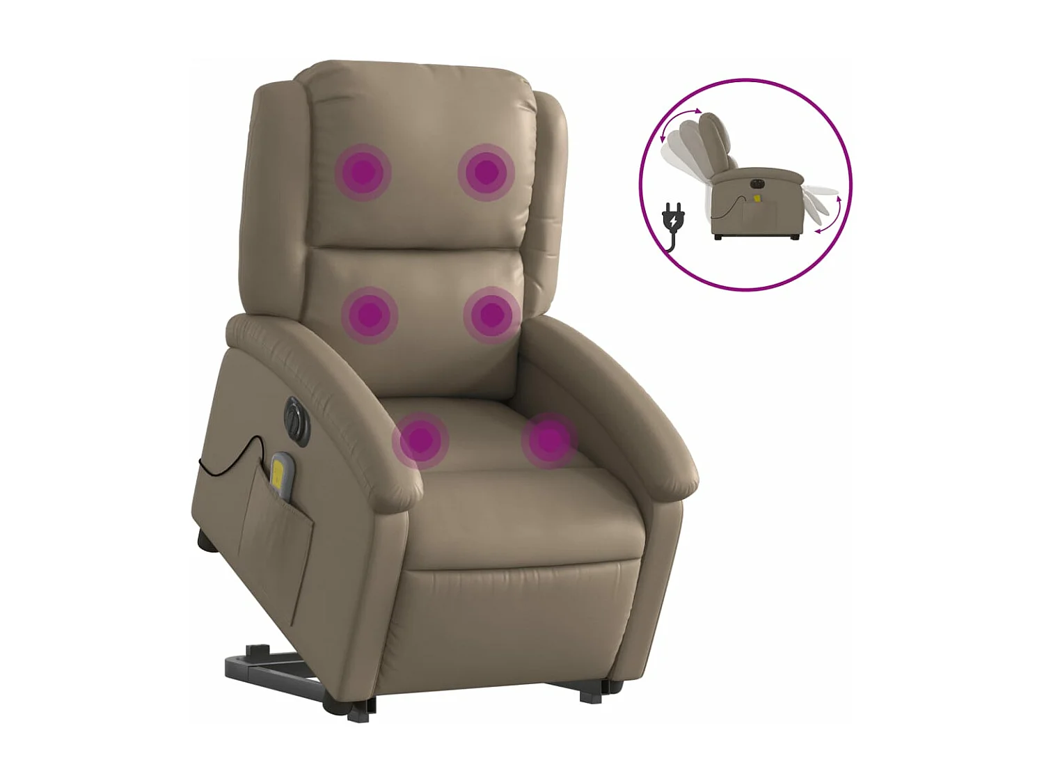 Fauteuil inclinable massant électrique cappuccino similicuir