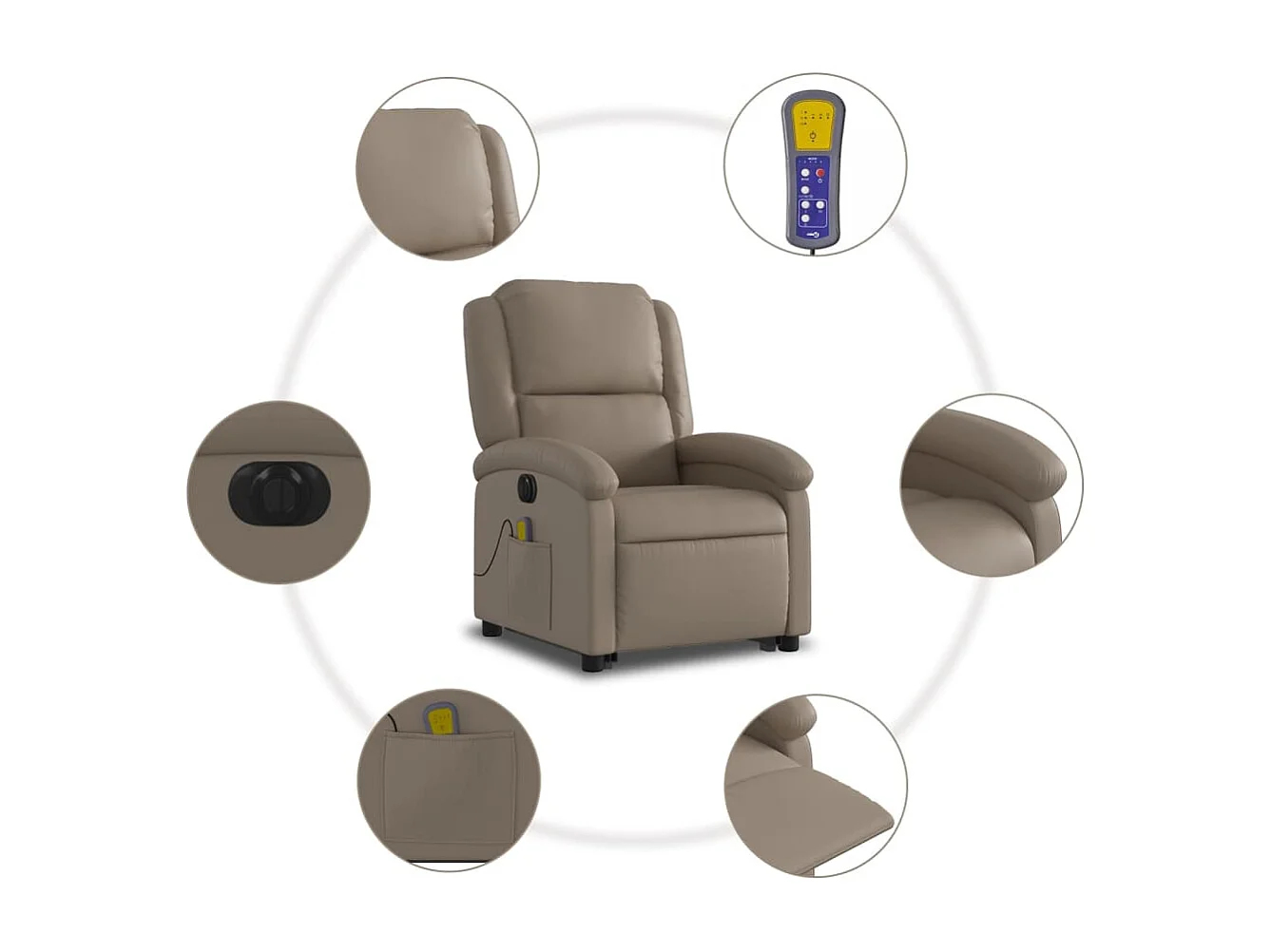 Fauteuil inclinable massant électrique cappuccino similicuir