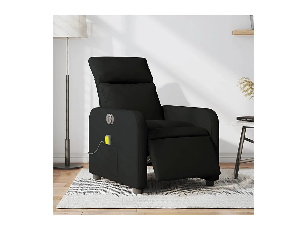 Fauteuil massant inclinable électrique Noir Tissu