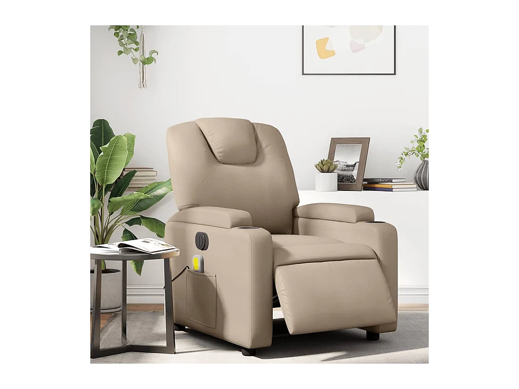 Fauteuil massant inclinable électrique cappuccino similicuir
