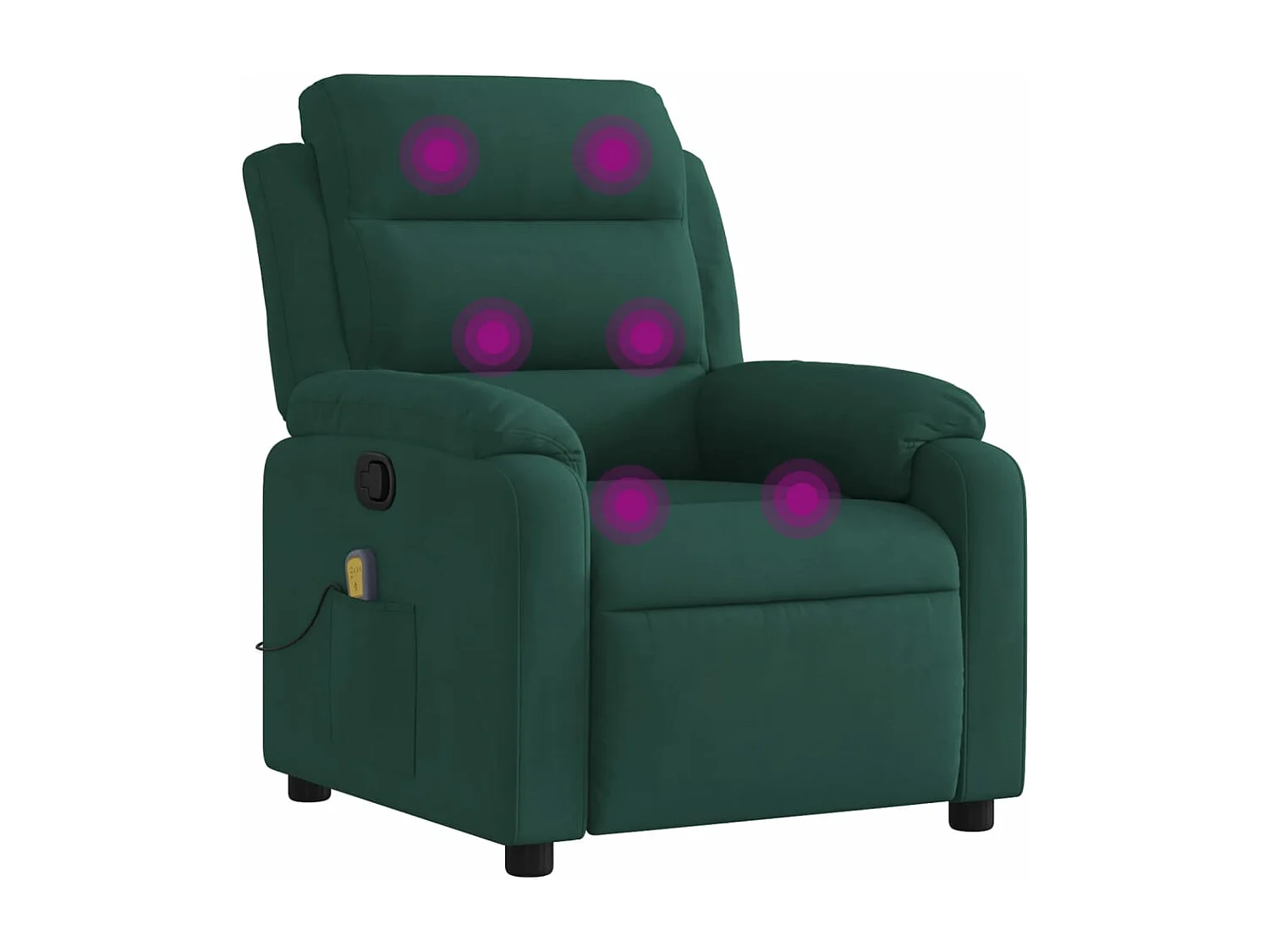 Fauteuil massant inclinable vert foncé velours