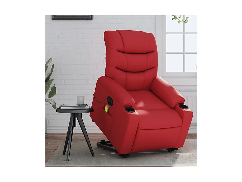 Fauteuil inclinable massant électrique rouge similicuir