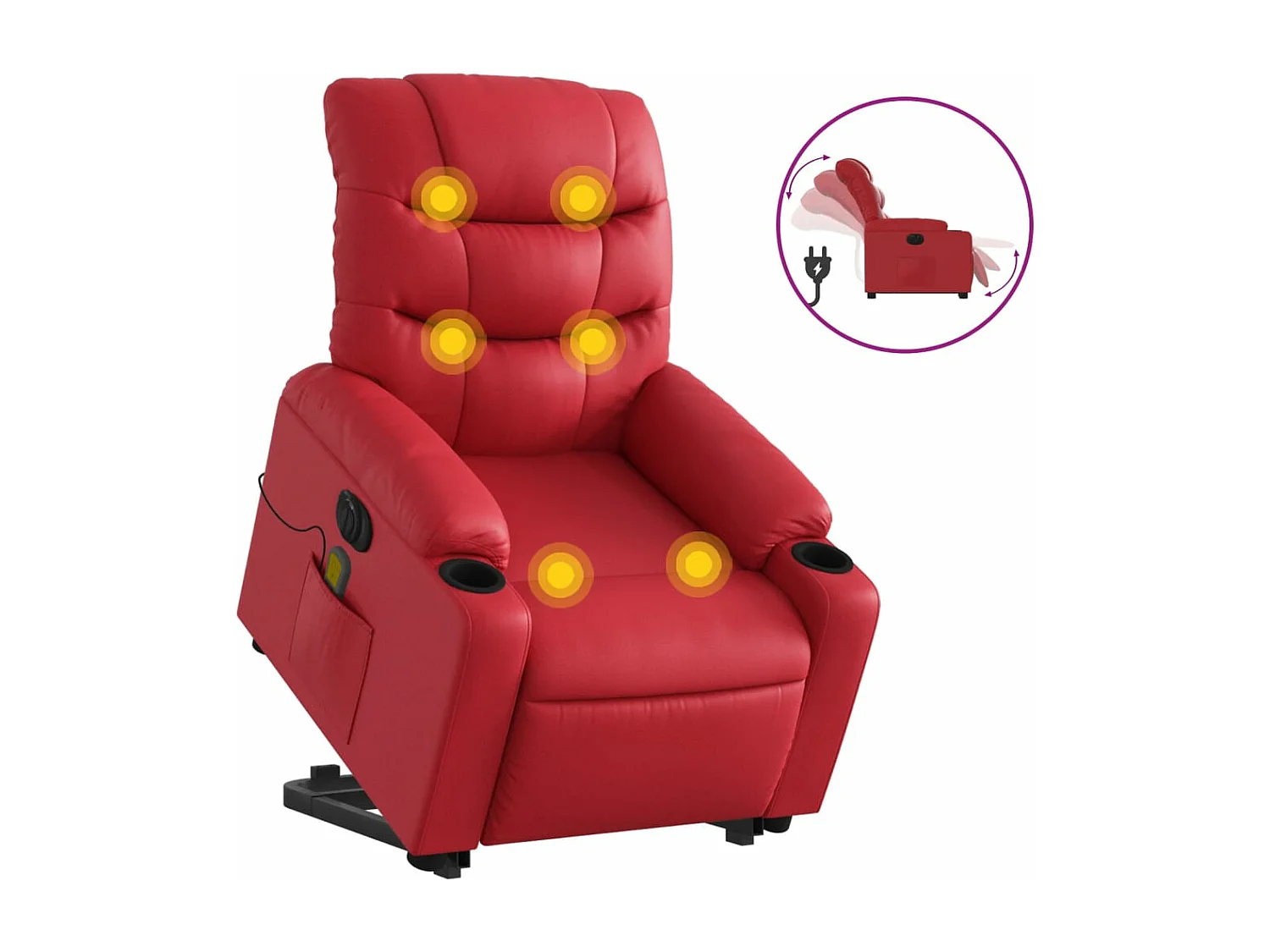 Fauteuil inclinable massant électrique rouge similicuir