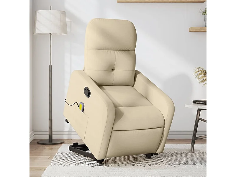 Fauteuil inclinable massant Crème Tissu