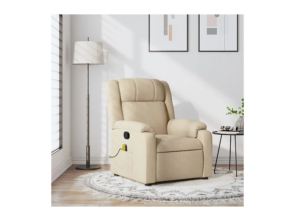 Fauteuil massant inclinable Crème Tissu