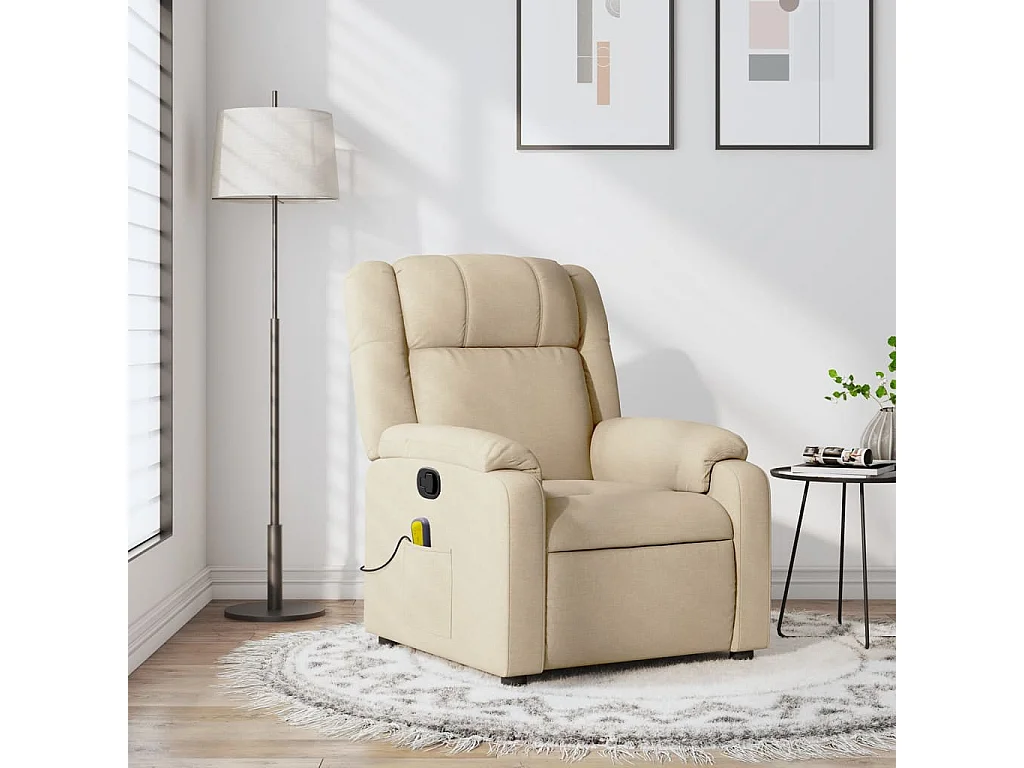 Fauteuil massant inclinable Crème Tissu