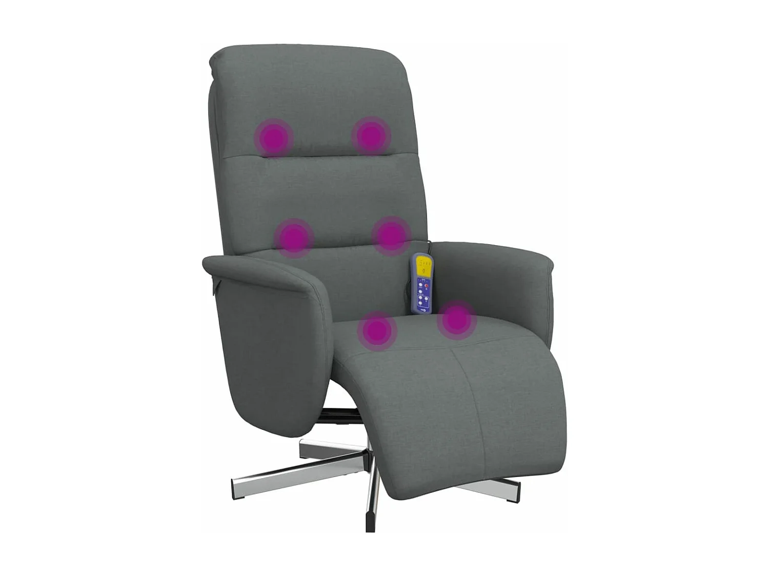 Fauteuil inclinable massant et repose-pieds gris foncé tissu