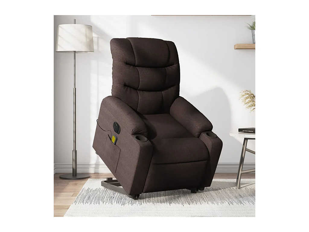 Fauteuil inclinable massant électrique Marron foncé Tissu