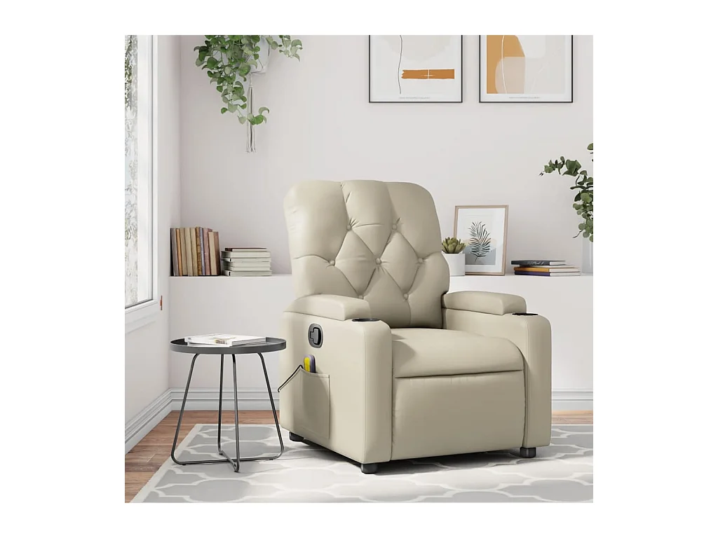 Fauteuil inclinable massant Crème Similicuir