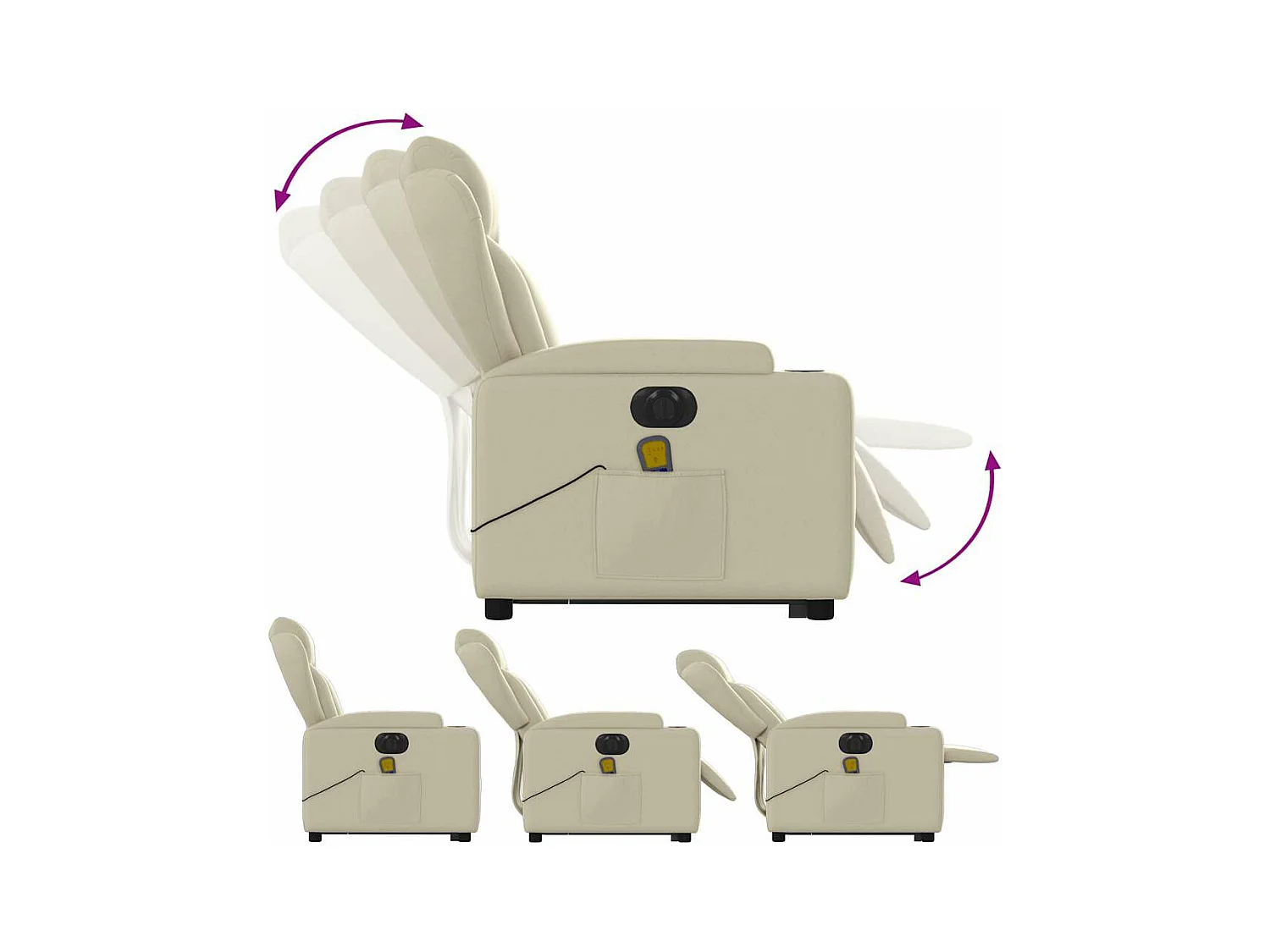 Fauteuil inclinable massant électrique crème similicuir