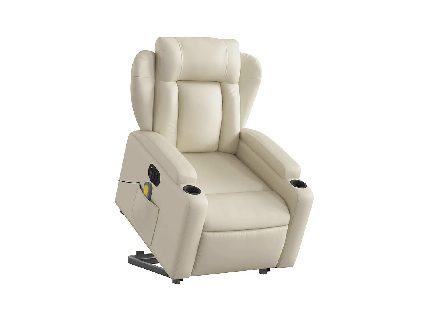 Fauteuil inclinable massant électrique crème similicuir
