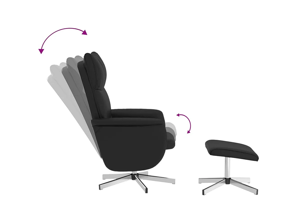 Fauteuil inclinable massant avec repose-pied noir similicuir