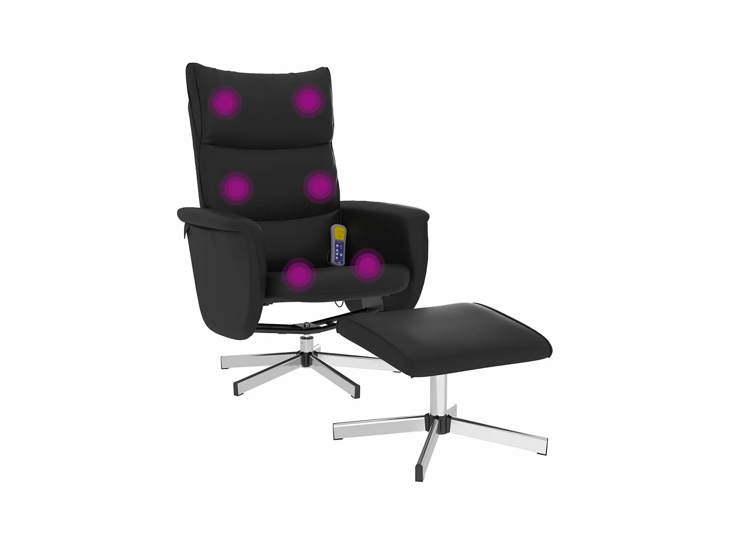 Fauteuil inclinable massant avec repose-pied noir similicuir
