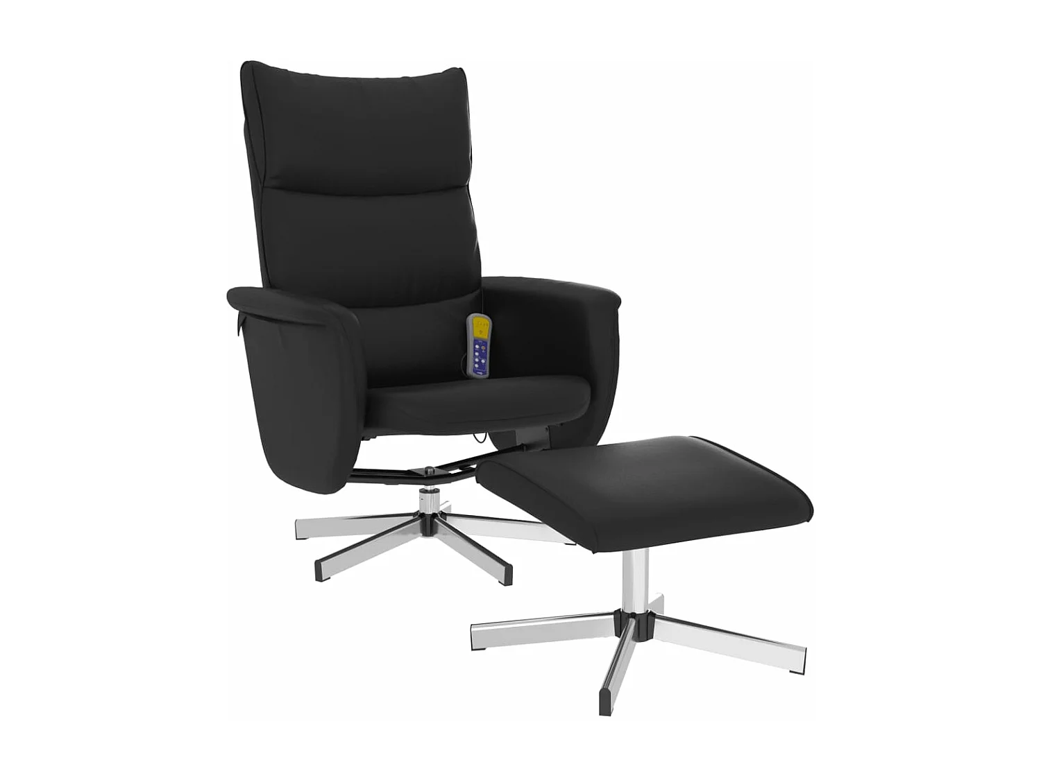Fauteuil inclinable massant avec repose-pied noir similicuir