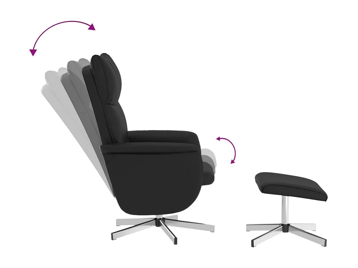Fauteuil inclinable massant avec repose-pied noir similicuir