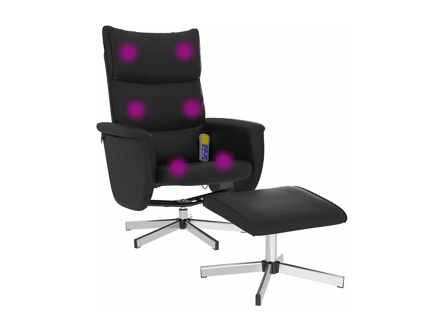 Fauteuil inclinable massant avec repose-pied noir similicuir