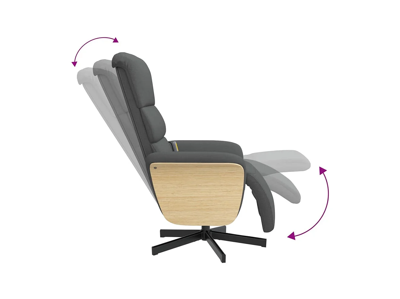 Fauteuil inclinable massant et repose-pieds gris foncé tissu