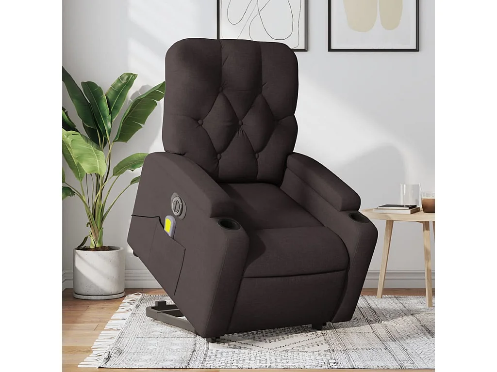 Fauteuil inclinable massant électrique Marron foncé Tissu