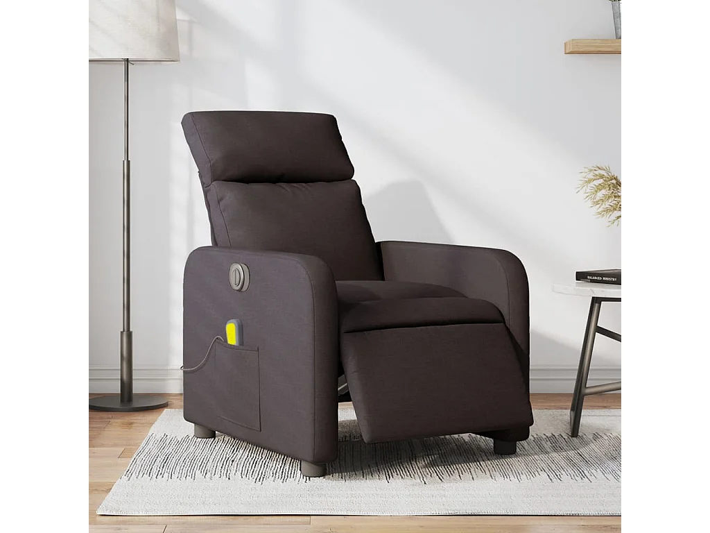 Sillón reclinable de masaje eléctrico tela marrón oscuro