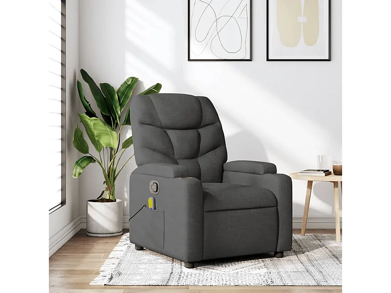 Fauteuil massant inclinable Gris foncé Tissu