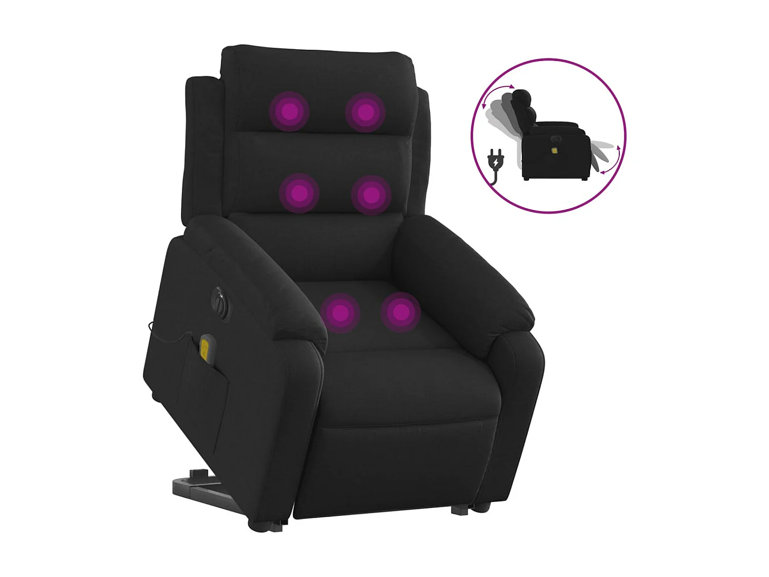 Fauteuil inclinable massant électrique Noir Tissu