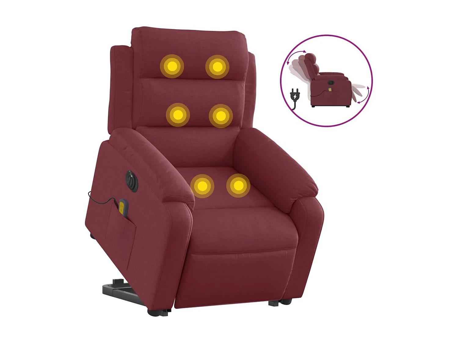 Fauteuil inclinable massant électrique Rouge bordeaux Tissu