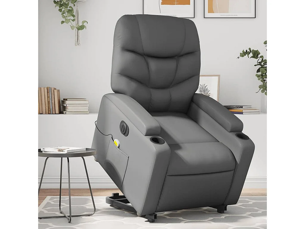 Fauteuil inclinable massant électrique gris similicuir