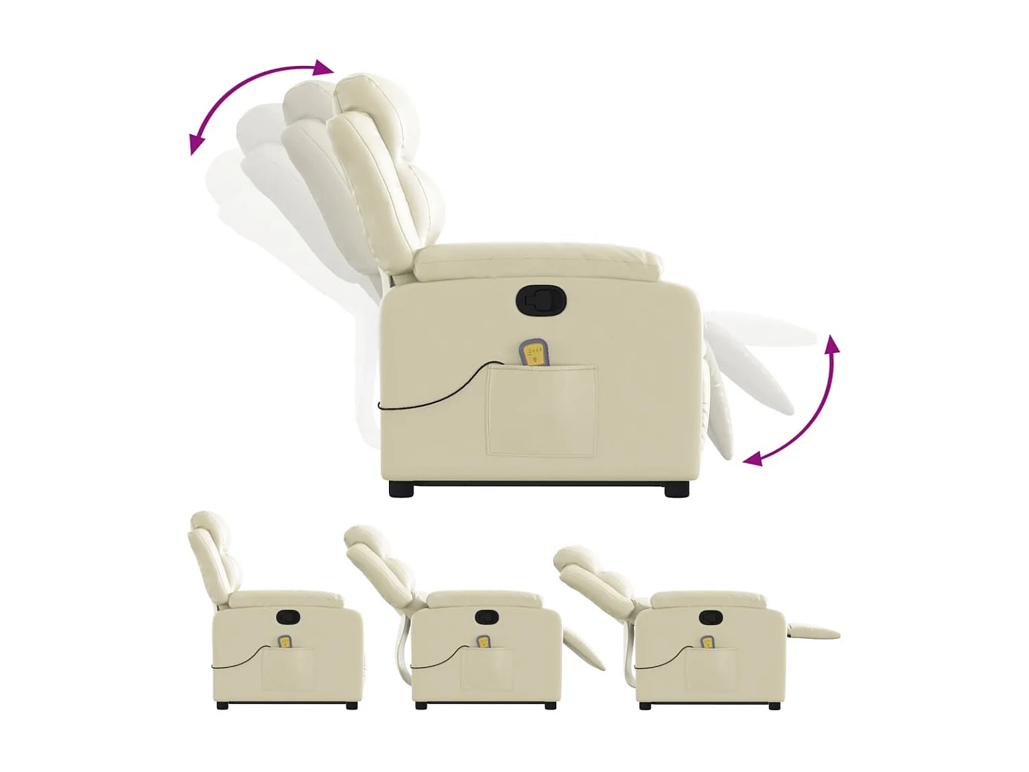 Fauteuil inclinable massant Crème Similicuir