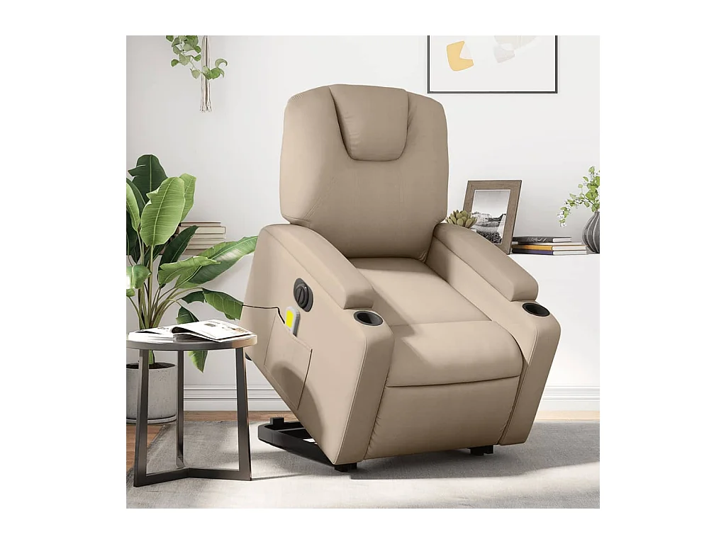 Fauteuil inclinable massant électrique cappuccino similicuir