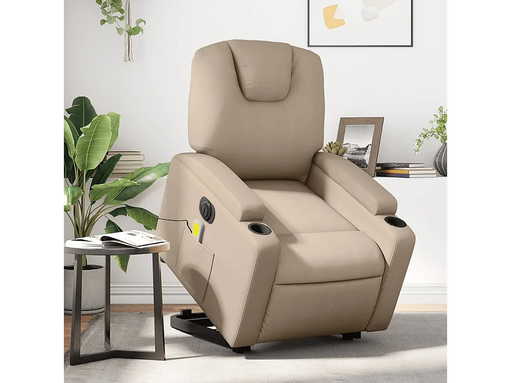 Fauteuil inclinable massant électrique cappuccino similicuir