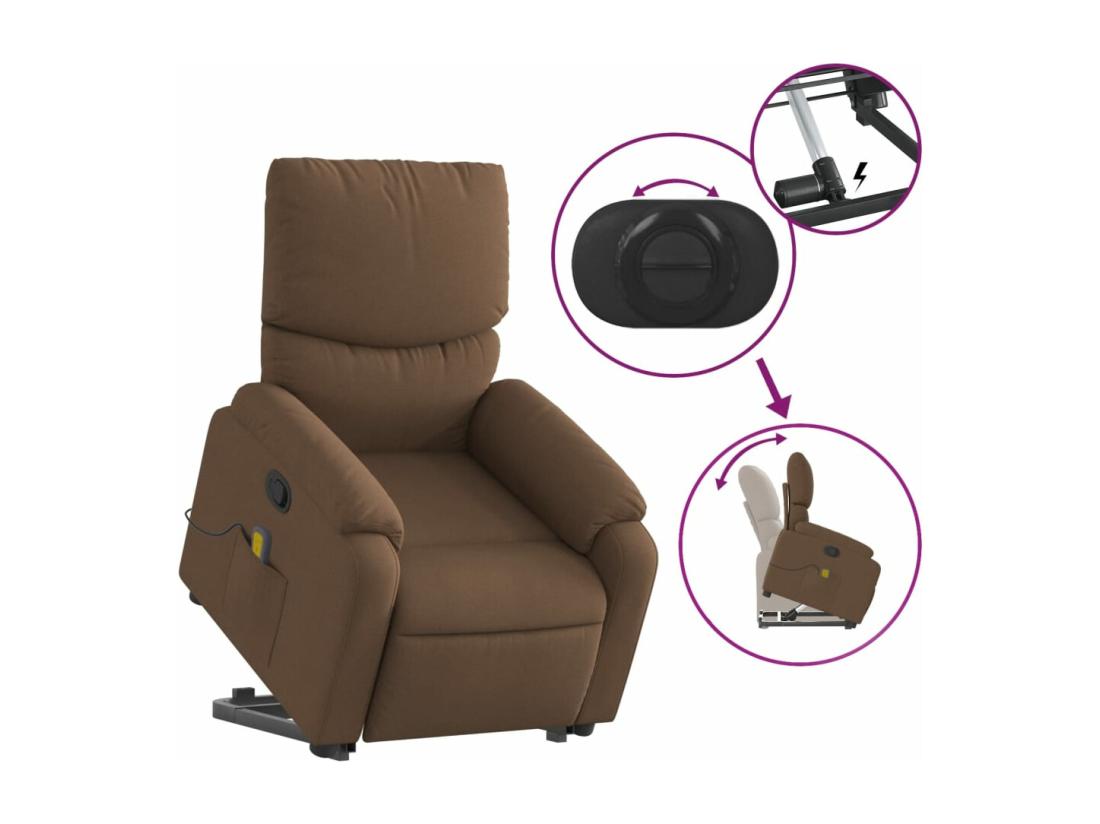 vente unique Fauteuil massant inclinable Marron Tissu