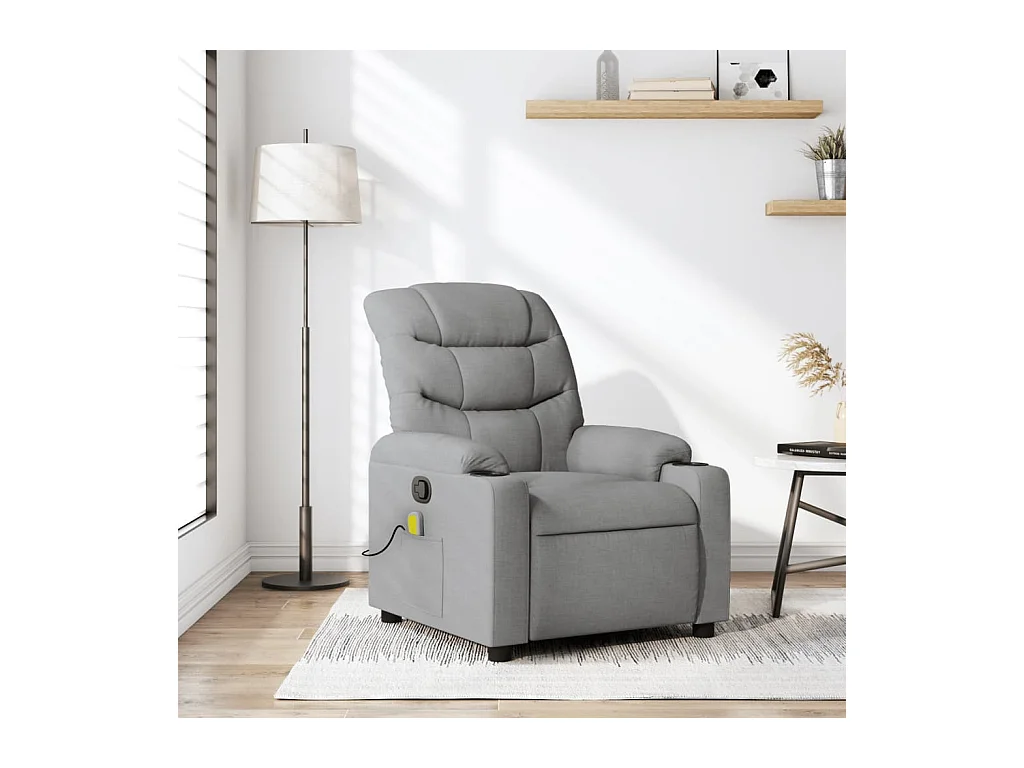Sillón reclinable de masaje de tela gris claro