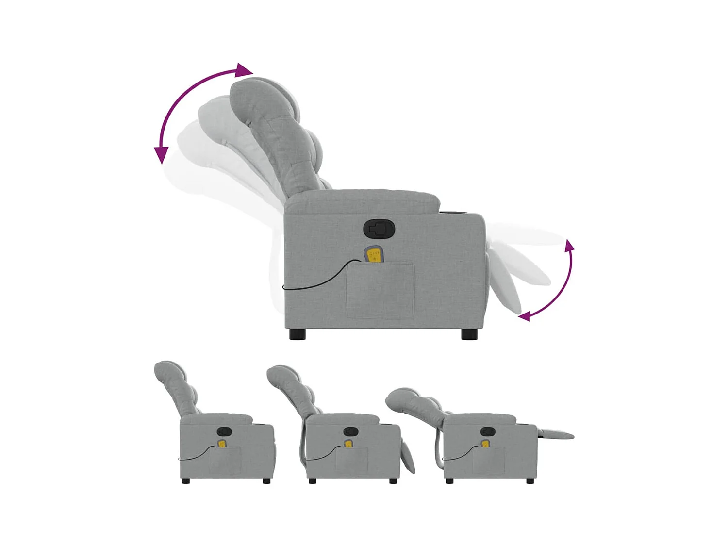 Fauteuil massant inclinable Gris clair Tissu