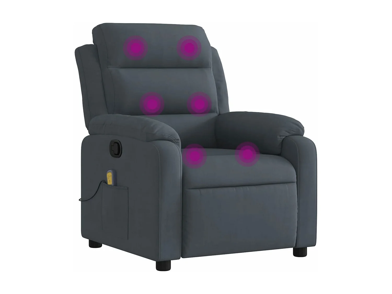 Fauteuil massant inclinable gris foncé velours
