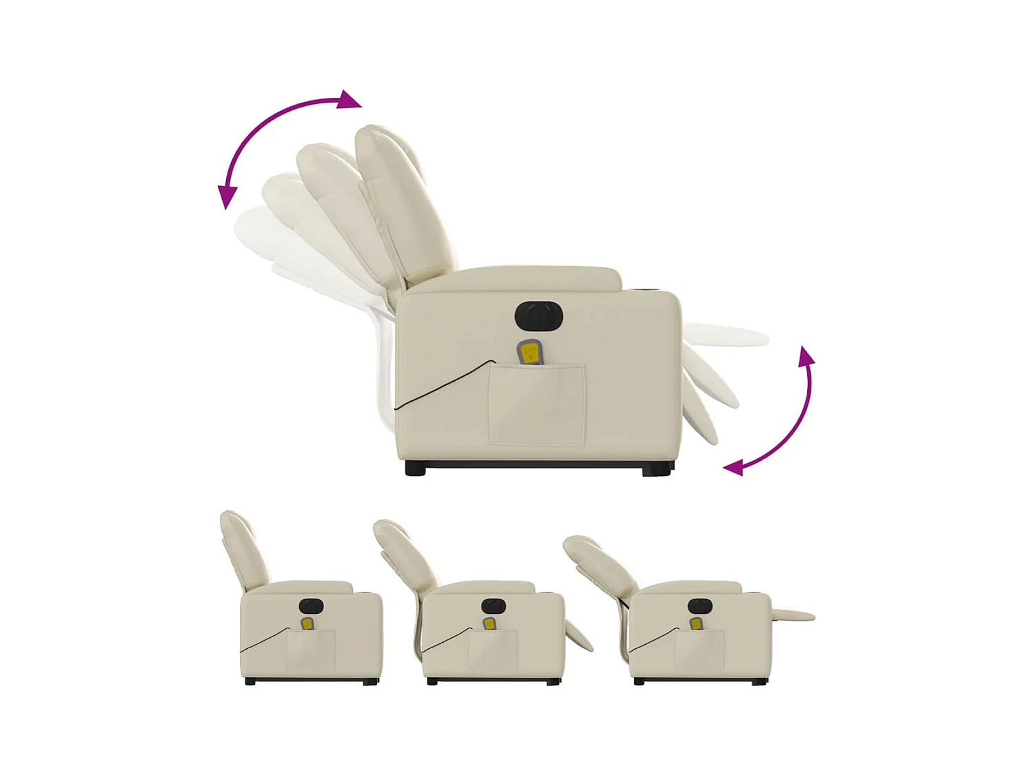 Fauteuil inclinable massant électrique crème similicuir