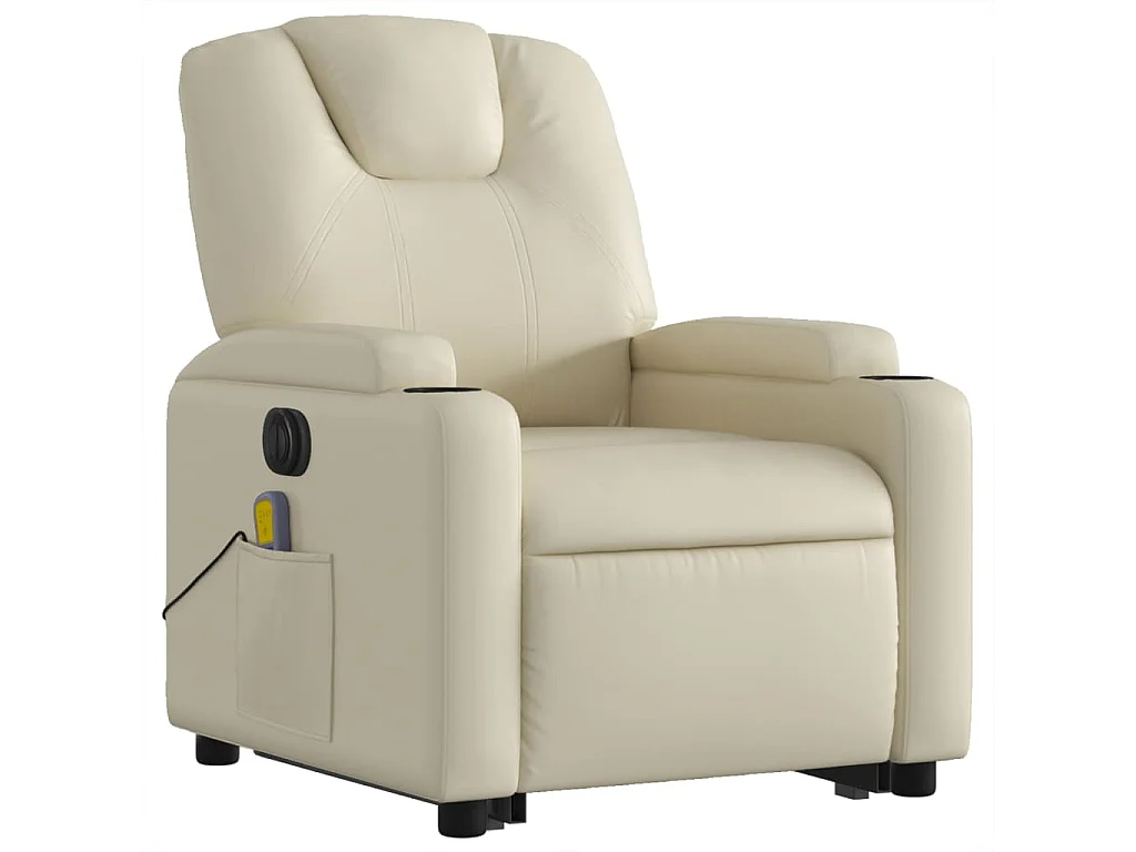 Fauteuil inclinable massant électrique crème similicuir