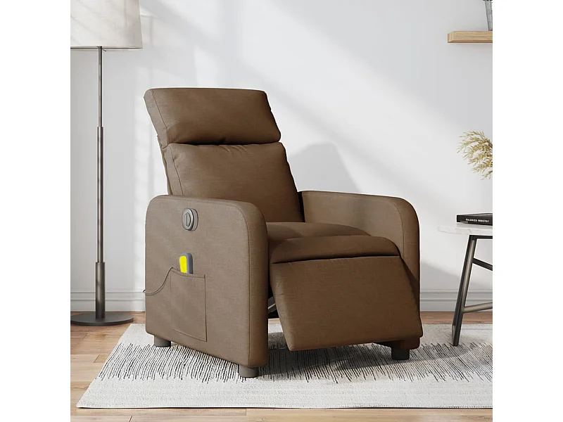 Sillón reclinable de masaje eléctrico tela marrón