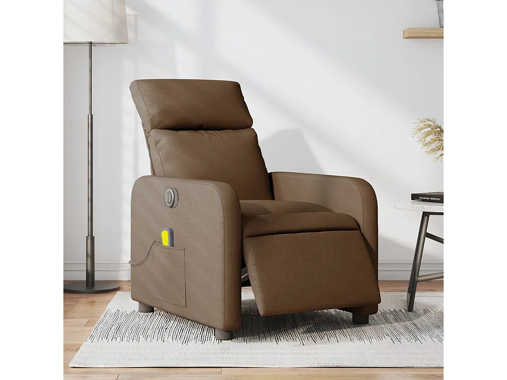 Sillón reclinable de masaje eléctrico tela marrón