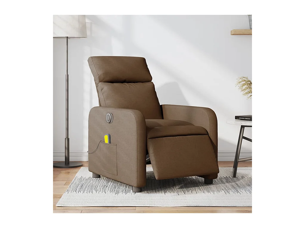 Fauteuil inclinable massant électrique marron tissu