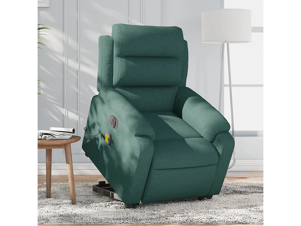 Fauteuil inclinable massant électrique Vert foncé Tissu
