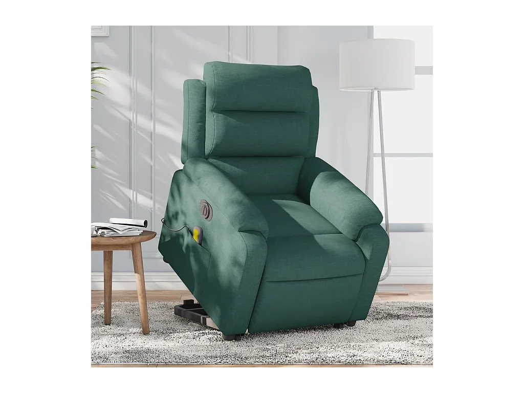 Fauteuil inclinable massant électrique Vert foncé Tissu