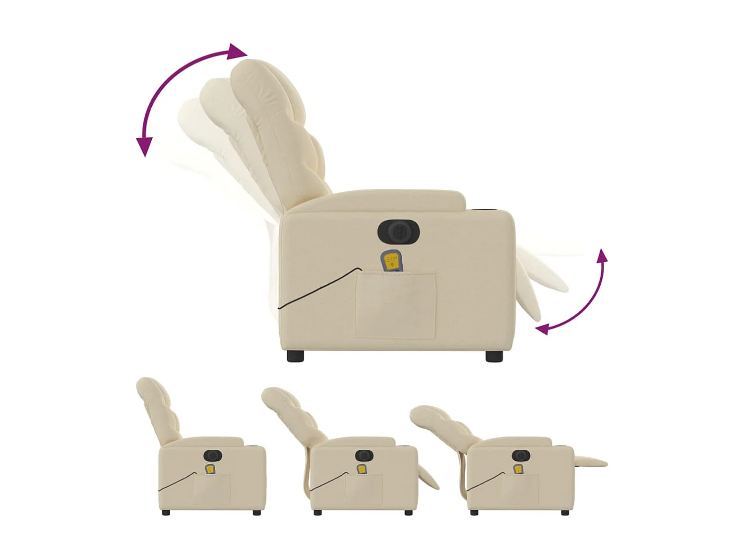 Fauteuil inclinable massant électrique crème tissu