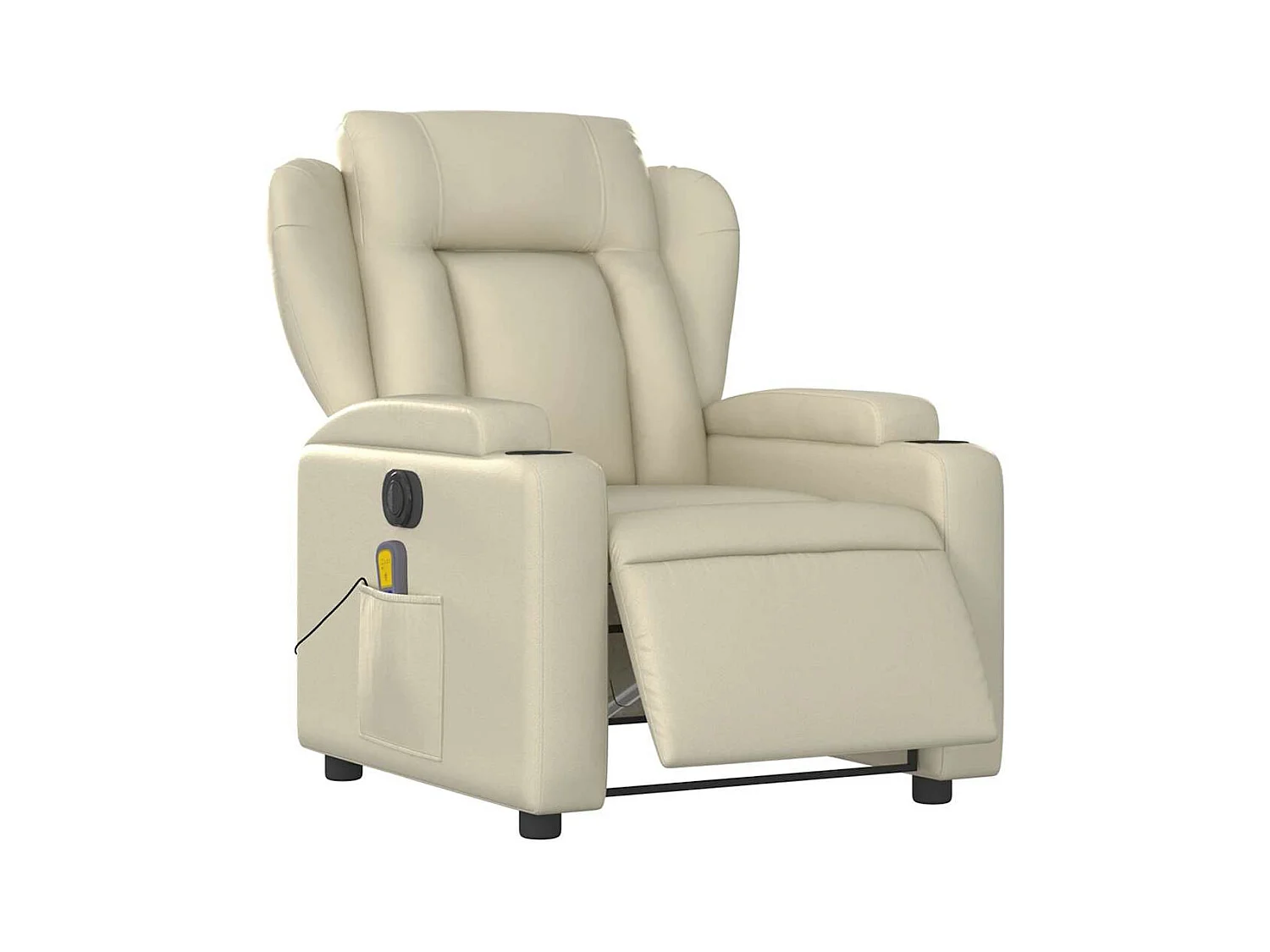 Fauteuil massant inclinable électrique crème similicuir
