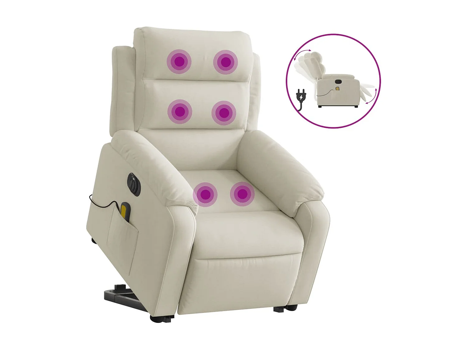 Fauteuil inclinable massant électrique crème velours